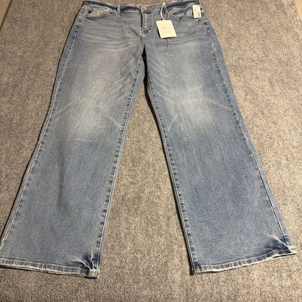 Kancans Denim Jeans Womens Size 14 Blue Mid Rise Baggy Straight  NEW NWT